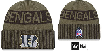 Bengals 2025 SALUTE-TO-SERVICE Olive Knit Beanie Hat by New Era
