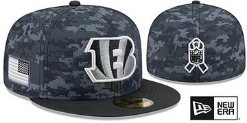 Bengals 2026 SALUTE-TO-SERVICE Dark Digital Camo-Black Fitted Hat by New Era