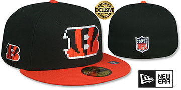Bengals NFL PIXELATED Black-Orange Fitted Hat by New Era