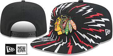 Blackhawks BOLT A-FRAME SNAPBACK Black Hat by New Era