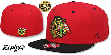 Blackhawks REVERSE BASIC Red-Black Fitted Hat by Zephyr