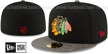 Blackhawks RUSTIC-VIZE Black-Grey Fitted Hat by New Era