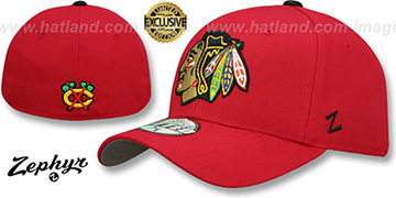 Blackhawks SHOOTOUT Red Fitted Hat by Zephyr