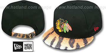 Blackhawks TIGER ANIMALISTIC-FUR VIZA STRAPBACK Hat by New Era