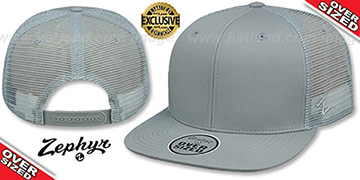 Blank OVER-SIZED MESH-BACK SNAPBACK Grey-Grey Hat by Zephyr