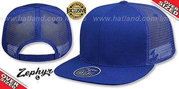 Blank 'OVER-SIZED MESH-BACK SNAPBACK' Royal-Royal Hat by Zephyr