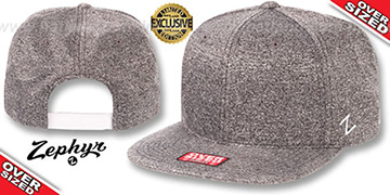 Blank OVER-SIZED SNAPBACK Heather Charcoal Grey Hat by Zephyr