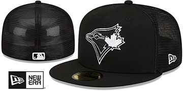 Blue Jays 2022-23 BATTING PRACTICE TRUCKER Black-White Fitted Hat by New Era