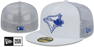 Blue Jays 2022 BATTING PRACTICE TRUCKER White Fitted Hat by New Era
