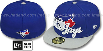 Blue Jays SCRIPT-PUNCH Royal-Grey Fitted Hat by New Era
