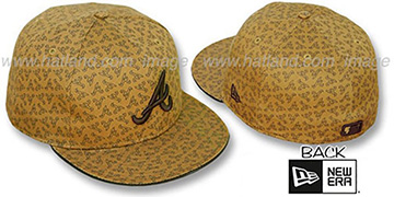 Braves A ALL-OVER FLOCKING Wheat-Brown Fitted Hat by New Era