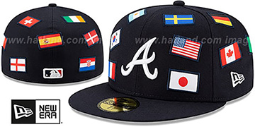 Braves ALL-OVER COUNTRY FLAGS Navy Fitted Hat by New Era
