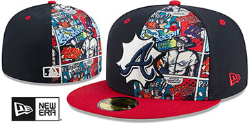 Braves COMIC HERO Navy-Red Fitted Hat by New Era