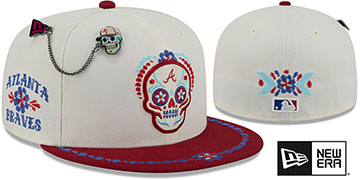 Braves DAY OF THE DEAD Stone-Burgundy Fitted Hat by New Era
