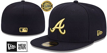 Braves GOLD-METALLIC Black Fitted Hat by New Era