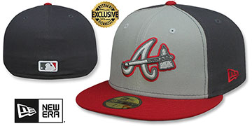 Braves 'GREY TONE' Grey-Charcoal-Red Fitted Hat by New Era