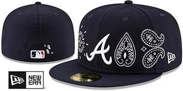 Braves PAISLEY ELEMENTS Navy Fitted Hat by New Era