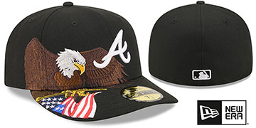Braves PRE-CURVED AMERICAN EAGLE Black Fitted Hat by New Era