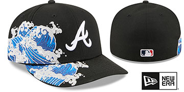 Braves PRE-CURVED SURF THE WAVE Black Fitted Hat by New Era