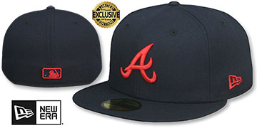 Braves RED-METALLIC Navy Fitted Hat by New Era