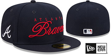 Braves SCRIPTED Navy Fitted Hat by New Era