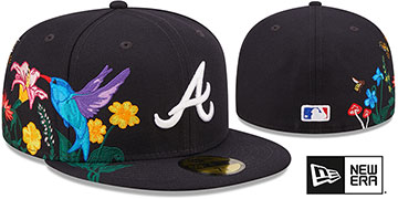 Braves SIDE-BLOOM Navy Fitted Hat by New Era