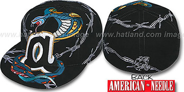 Braves SNAKE BITE Black Fitted Hat by American Needle