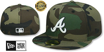 Braves 'TEAM-BASIC' Army Camo-White Fitted Hat by New Era
