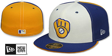Brewers COOPERSTOWN PINWHEEL White-Royal-Gold  Fitted Hat