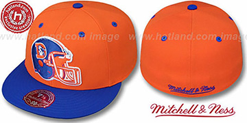 Broncos 2T XL-HELMET Orange-Royal Fitted Hat by Mitchell and Ness