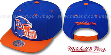 Broncos 2T XL-HELMET SNAPBACK Royal-Orange Adjustable Hat by Mitchell and Ness