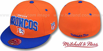 Broncos NFL 2T ARCH TEAM-LOGO Orange-Royal Fitted Hat by Mitchell and Ness