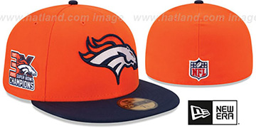Broncos NFL 3X SUPER BOWL CHAMPS Orange-Navy Fitted Hat by New Era