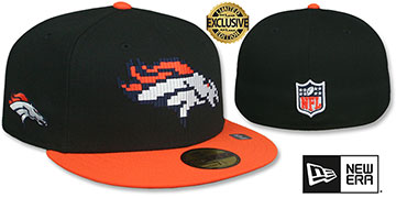 Broncos NFL PIXELATED Black-Orange Fitted Hat by New Era