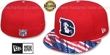 Broncos THROWBACK USA WAVING-FLAG Red Fitted Hat by New Era