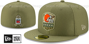 Browns 2019 SALUTE-TO-SERVICE Olive Fitted Hat by New Era