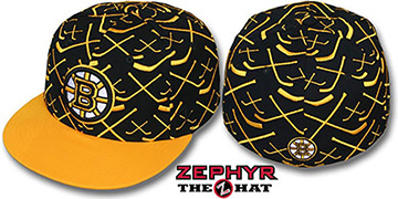 Bruins 2T TOP-SHELF Black-Gold Fitted Hat by Zephyr