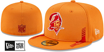 Buccaneers '2021 NFL THROWBACK SIDELINE HOME' Orange Fitted Hat by New Era