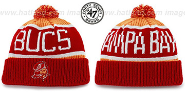 Buccaneers 'THE-CALGARY THROWBACK' Red-Orange Knit Beanie Hat by Twins 47 Brand