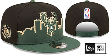 Bucks SKYLINE TIP OFF SNAPBACK Black-Green Hat by New Era