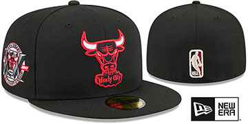 Bulls 20TH ANNIVERSARY SIDE-PATCH Black Fitted Hat by New Era