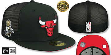 Bulls 6X CHAMPIONS MESH-BACK SIDE-PATCH Black-Red Fitted Hat by New Era