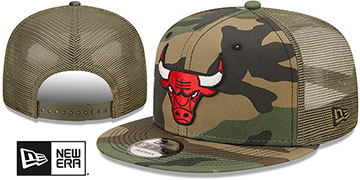 Bulls ARMY CAMO TRUCKER Hat by New Era