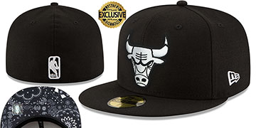 Bulls BLACKDANA BOTTOM Black-White Fitted Hat by New Era