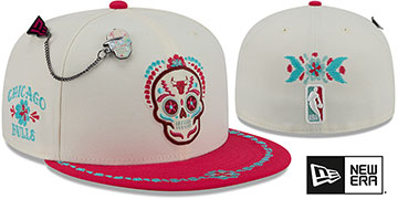 Bulls DAY OF THE DEAD Stone-Rose Fitted Hat by New Era