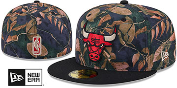 Bulls LEAVES SIDE-PATCH Multi-Black Fitted Hat by New Era