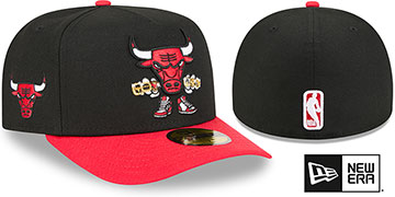 Bulls NBA CARTOON  A-FRAME Black-Red Fitted Hat by New Era