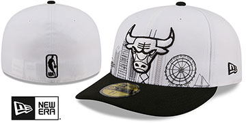Bulls PRE-CURVED SKYLINE White-Black Fitted Hat by New Era