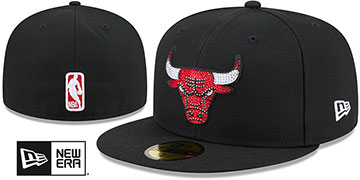 Bulls RHINESTONE LOGO Black Fitted Hat by New Era