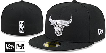 Bulls RHINESTONE LOGO Black-White Fitted Hat by New Era